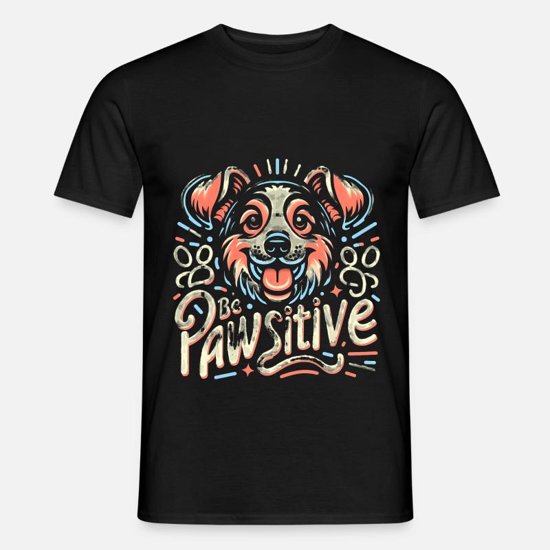Be pawsitive süßer Hund - Männer T-Shirt - Schwarz