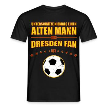 Old Man - Dresden Football Fan | Retro Vintage - Men's T-Shirt - black - Front - AI Model Male 178 light (178cm)