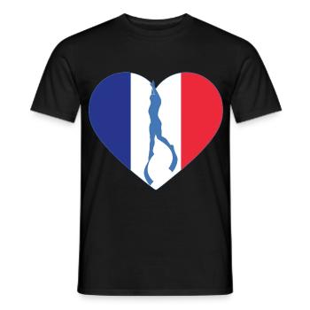 France Freediving Heart Flag - Men's T-Shirt - black - Front - AI Model Male 178 light (178cm)