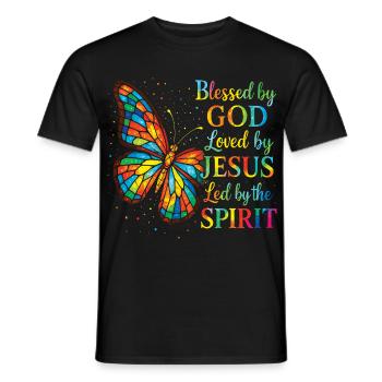 Geliebt von Jesus Christlicher Schmetterling - Männer T-Shirt - Schwarz - Vorne - AI Model Male 178 light (178cm)