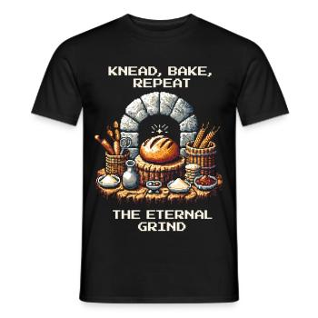 Knead, Bake, Repeat | Bread Baking Humor - Men's T-Shirt - black - Front - AI Model Male 178 light (178cm)