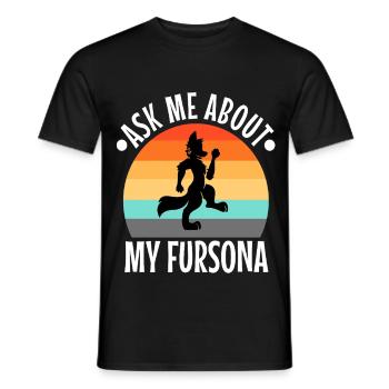 Posez-moi des questions sur mon Fursona - T-shirt homme - noir - Devant - AI Model Male 178 light (178cm)