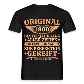 Original 1960 Vintage 65th Birthday - Men's T-Shirt - black - Front - AI Model Male 178 light (178cm)