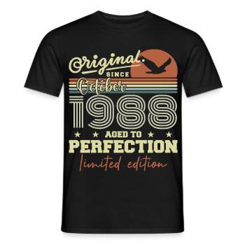 1988 Octobre 1988 anniversaire octobre 1988 - T-shirt homme - noir - Devant - AI Model Male 178 light (178cm)