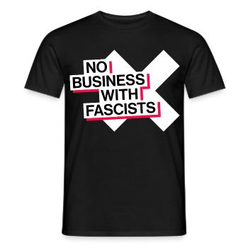 NO BUSINESS WITH FASCISTS - Men's T-Shirt - black - Front - AI Model Male 178 light (178cm)