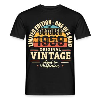 Retro October 1959 - birthday october 1959 - Men's T-Shirt - black - Front - AI Model Male 178 light (178cm)