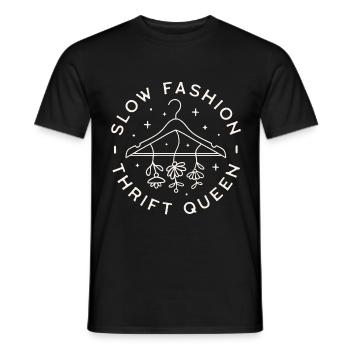 Friperie slow fashion friperie amoureux économe fille - T-shirt homme - noir - Devant - AI Model Male 178 light (178cm)