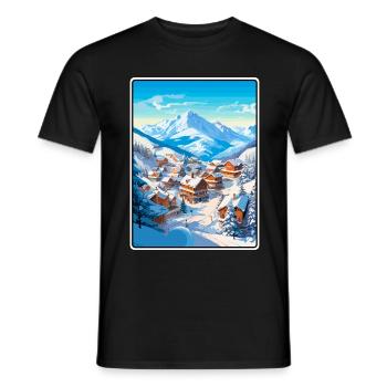 Meribel France Vintage-Reiseplakat Cityscape WPA - Männer T-Shirt - Schwarz - Vorne - AI Model Male 178 light (178cm)