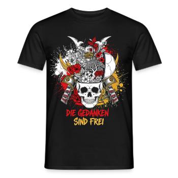 Samurai Schädel Blumenkunst - Gedanken sind Frei - Männer T-Shirt - Schwarz - Vorne - AI Model Male 178 light (178cm)