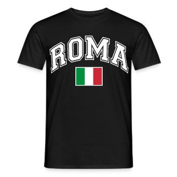 Roma Roma Roma bandiera Italia - T-shirt uomo - nero - Fronte - AI Model Male 178 light (178cm)