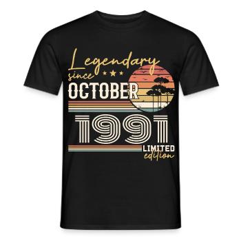 Cadeau Octobre 1991 - Génial Depuis Octobre 1991 - T-shirt homme - noir - Devant - AI Model Male 178 light (178cm)