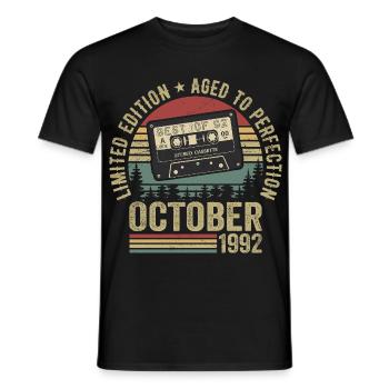 Vintage October 1992 Birthday Gift October - Men's T-Shirt - black - Front - AI Model Male 178 light (178cm)