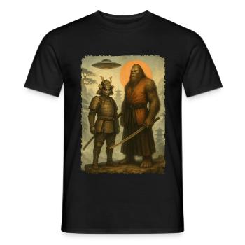 Samouraï Bigfoot Alien Guerrier japonais, Ninja - T-shirt homme - noir - Devant - AI Model Male 178 light (178cm)