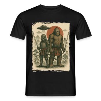 Samouraï Bigfoot Alien Guerrier japonais, Ninja - T-shirt homme - noir - Devant - AI Model Male 178 light (178cm)