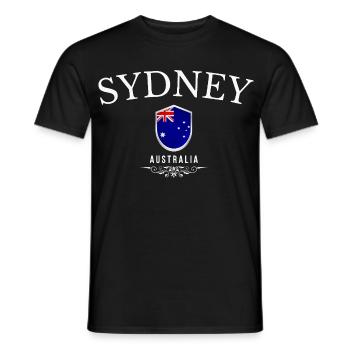 Sydney, Australie, design élégant et minimaliste - T-shirt homme - noir - Devant - AI Model Male 178 light (178cm)