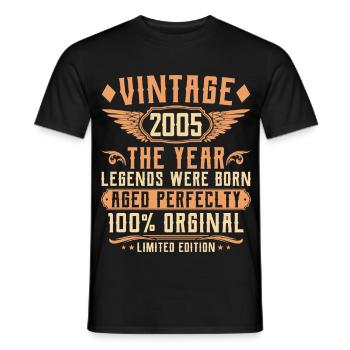 Millésime 20e anniversaire - Année 2005 - T-shirt homme - noir - Devant - AI Model Male 178 light (178cm)