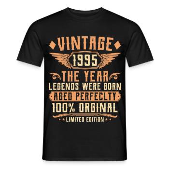 30. Geburtstag Vintage - Jahrgang 1995 - Männer T-Shirt - Schwarz - Vorne - AI Model Male 178 light (178cm)