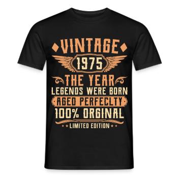50th Birthday Vintage - Year 1975 - Men's T-Shirt - black - Front - AI Model Male 178 light (178cm)