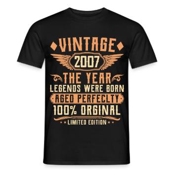18th Birthday Vintage - Class of 2007 - Men's T-Shirt - black - Front - AI Model Male 178 light (178cm)