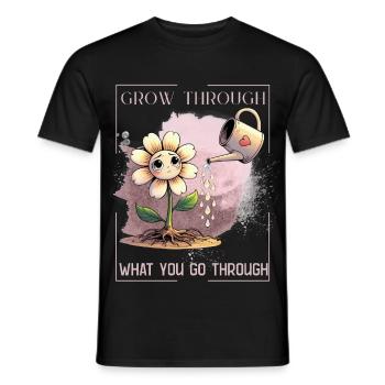 Flower of Healing – Gentle &amp; Strong - Men's T-Shirt - black - Front - AI Model Male 178 light (178cm)
