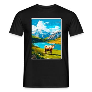 Picos de Europa Spain Travel Poster Cityscape WPA - Men's T-Shirt - black - Front - AI Model Male 178 light (178cm)