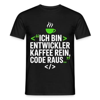 Developer Coffee Saying - Men's T-Shirt - black - Front - AI Model Male 178 light (178cm)