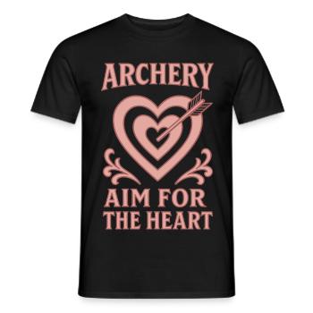 Tir à l'arc Visez le cœur Archer Arc - T-shirt homme - noir - Devant - AI Model Male 178 light (178cm)