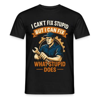 Humorous mechanic and hobby mechanic saying - Men's T-Shirt - black - Front - AI Model Male 178 light (178cm)