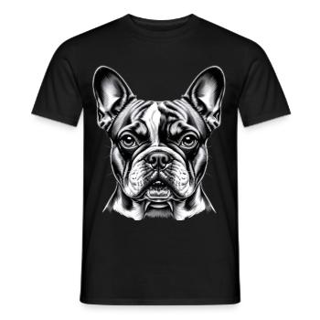 Tête de bouledogue français - T-shirt homme - noir - Devant - AI Model Male 178 light (178cm)