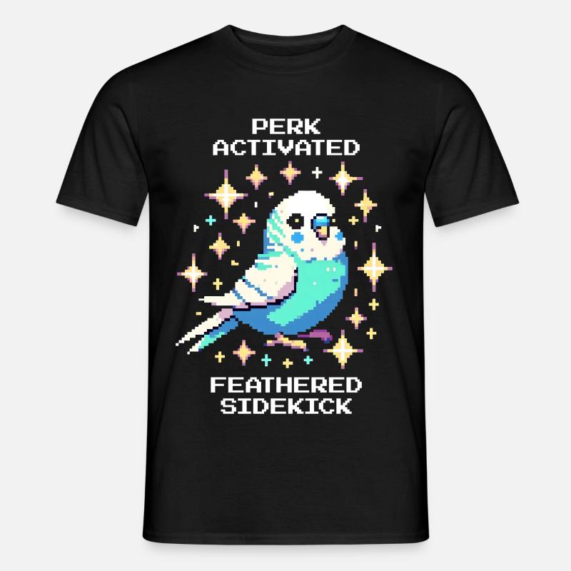 Perk active: Feathered Sidekick | Budgie - Men’s T-shirt - black