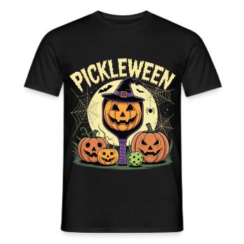 Kürbis Pickleween Pickleball Spieler Halloween - Männer T-Shirt - Schwarz - Vorne - AI Model Male 178 light (178cm)