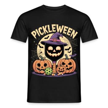 Pickleween Pickleball Spieler Gruselig Halloween - Männer T-Shirt - Schwarz - Vorne - AI Model Male 178 light (178cm)