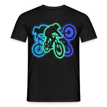 MTB mountain bike downhill silhouette mountain bike - Men's T-Shirt - black - Front - AI Model Male 178 light (178cm)