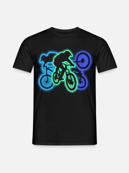 MTB Mountain Bike Downhill Silhouette Mountainbike - Männer T-Shirt - Schwarz