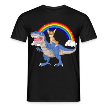 Niedlicher Chihuahua Reiten Dinosaurier Regenbogen Karikatur - Männer T-Shirt - Schwarz - Vorne - AI Model Male 178 light (178cm)