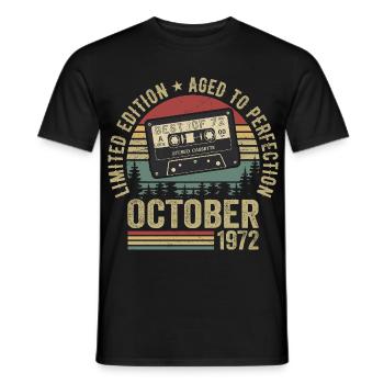 Voiture de collection Octobre 1972 Cadeau d’anniversaire Octobre - T-shirt homme - noir - Devant - AI Model Male 178 light (178cm)