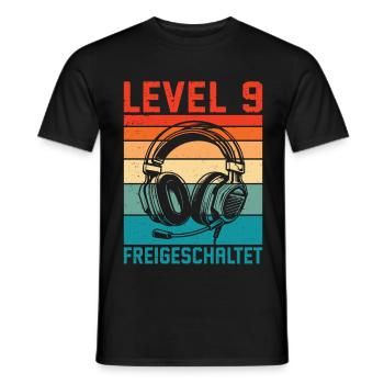 Garçons du 9e anniversaire : niveau 9 débloqué - T-shirt homme - noir - Devant - AI Model Male 178 light (178cm)
