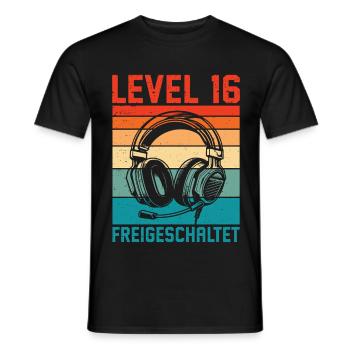 16. Geburtstag Jungen Gamer Level 16 Unlocked - Männer T-Shirt - Schwarz - Vorne - AI Model Male 178 light (178cm)
