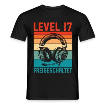 17. Geburtstag Jungen Gamer Level 17 Unlocked - Männer T-Shirt - Schwarz - Vorne - AI Model Male 178 light (178cm)