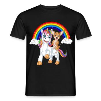 Chihuahua Riding Unicorn - Men's T-Shirt - black - Front - AI Model Male 178 light (178cm)