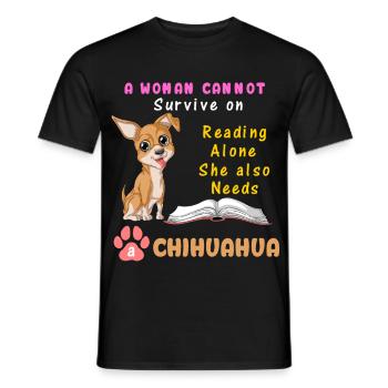 Chihuahua Reading Girl - Cadeau de T-Shirt Dog Lover - T-shirt homme - noir - Devant - AI Model Male 178 light (178cm)