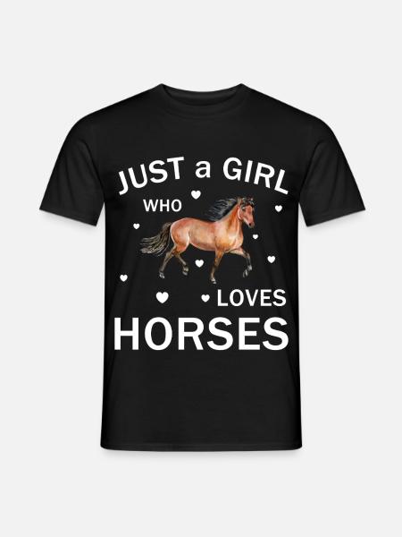Just a Girl Loves Horses Tee - Miesten T-paita - musta