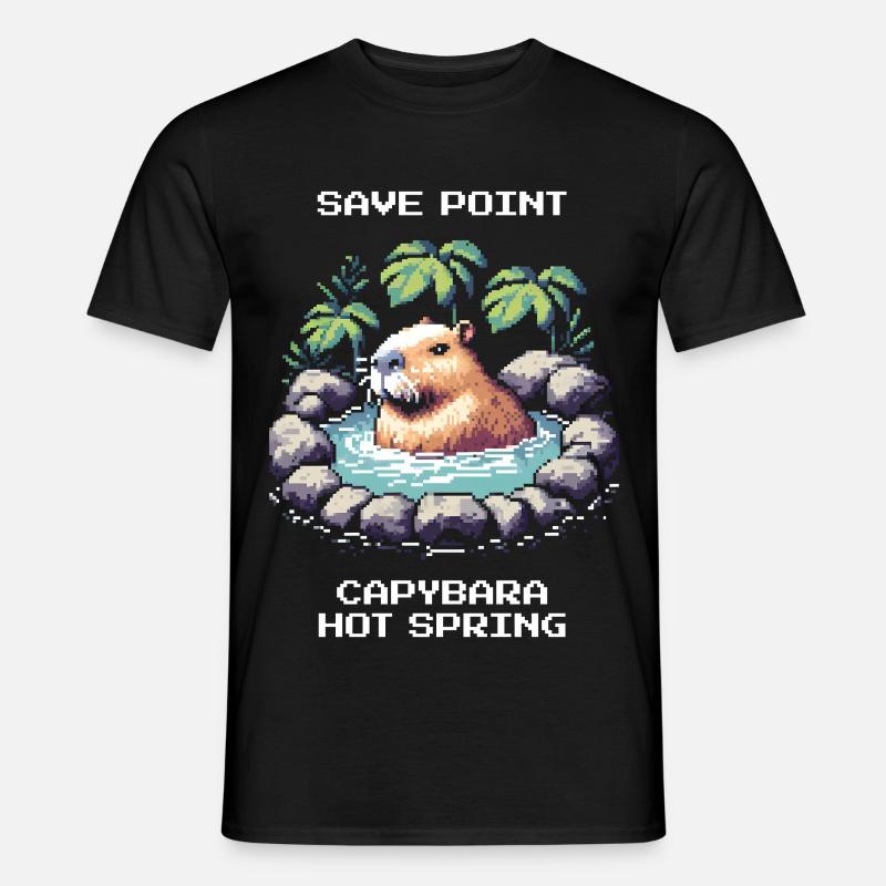 Speicherpunkt: Capybara-Onsen | Entspannung - Männer T-Shirt - Schwarz