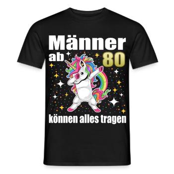 80th Birthday – Funny Unicorn Men - Men's T-Shirt - black - Front - AI Model Male 178 light (178cm)