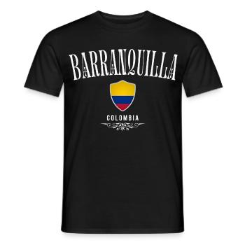 Barranquilla, Kolumbien, minimalistisches, elegantes Design - Männer T-Shirt - Schwarz - Vorne - AI Model Male 178 light (178cm)