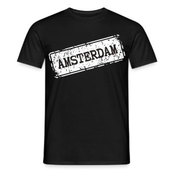  Amsterdam Street Style - Männer T-Shirt - Schwarz - Vorne - AI Model Male 178 light (178cm)