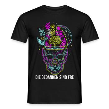 Thoughts Are Free - Neon Skull - Men's T-Shirt - black - Front - AI Model Male 178 light (178cm)