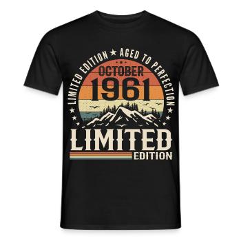 Geboren im Oktober 1961 - Vintage-Geschenk Oktober 1961 - Männer T-Shirt - Schwarz - Vorne - AI Model Male 178 light (178cm)