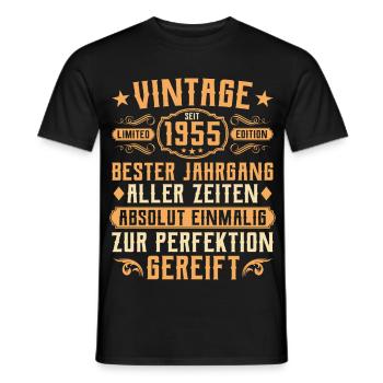 Millésime 1955 Année de naissance - 70e anniversaire - T-shirt homme - noir - Devant - AI Model Male 178 light (178cm)