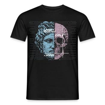 Digital Split Ancient Face Skull Art Design - Men's T-Shirt - black - Front - AI Model Male 178 light (178cm)